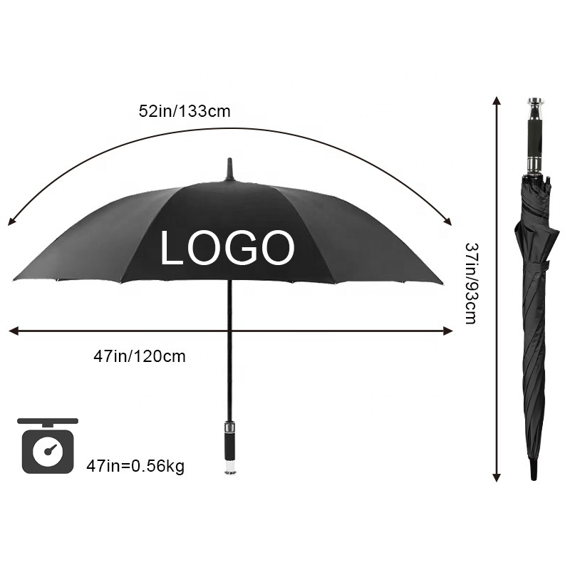 Custom Logo High Quality 8 Ribs Sunny Dual-use Umbrella Windproof Golf Type Straight Umbrella 27 inches