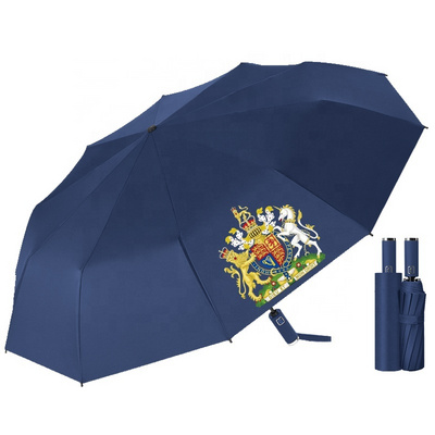 10 ribs Automatic folding umbrella waterproof Blue umbrella custom printing logo umbrella