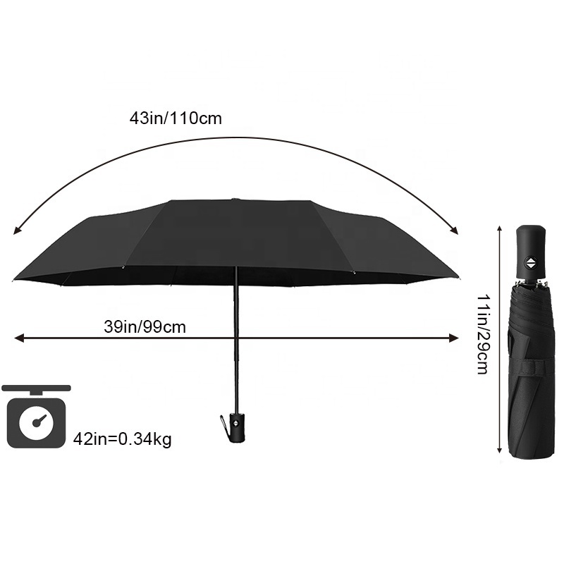 Custom Logo Strong Windproof 8 rib Luxury Umbrella Automatic Open Close 22 Inch Portable Travel Folding Umbrella