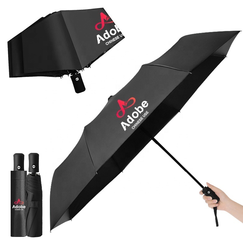 Custom Logo Strong Windproof 8 rib Luxury Umbrella Automatic Open Close 22 Inch Portable Travel Folding Umbrella