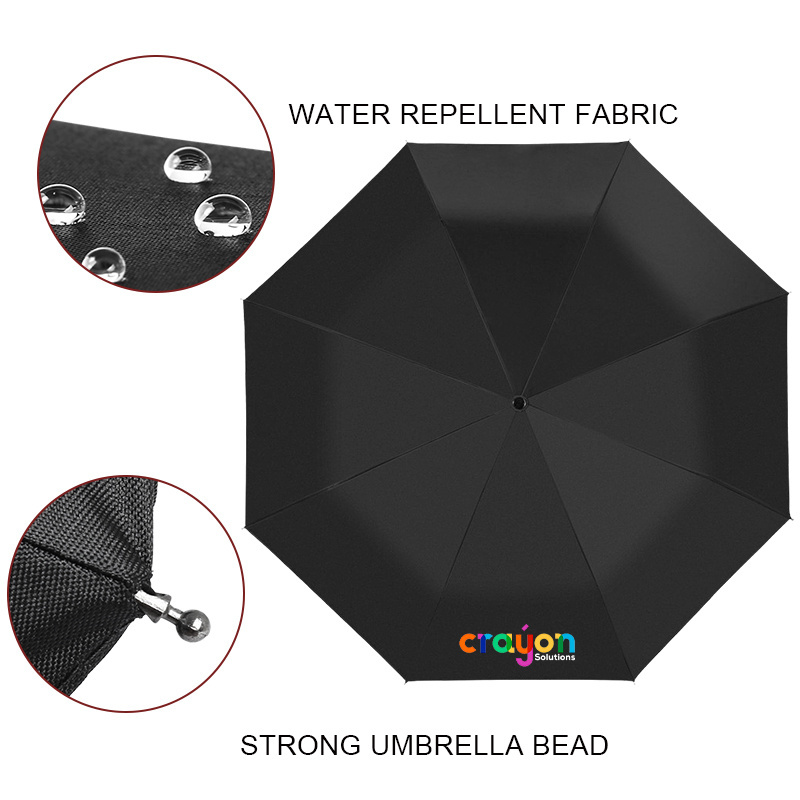 Custom Logo High quality 8 rib Luxury Umbrella Fully Automatic Open 21 Inch Portable 3 Folding Sunshade Umbrella