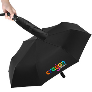 Custom Logo High quality 8 rib Luxury Umbrella Fully Automatic Open 21 Inch Portable 3 Folding Sunshade Umbrella