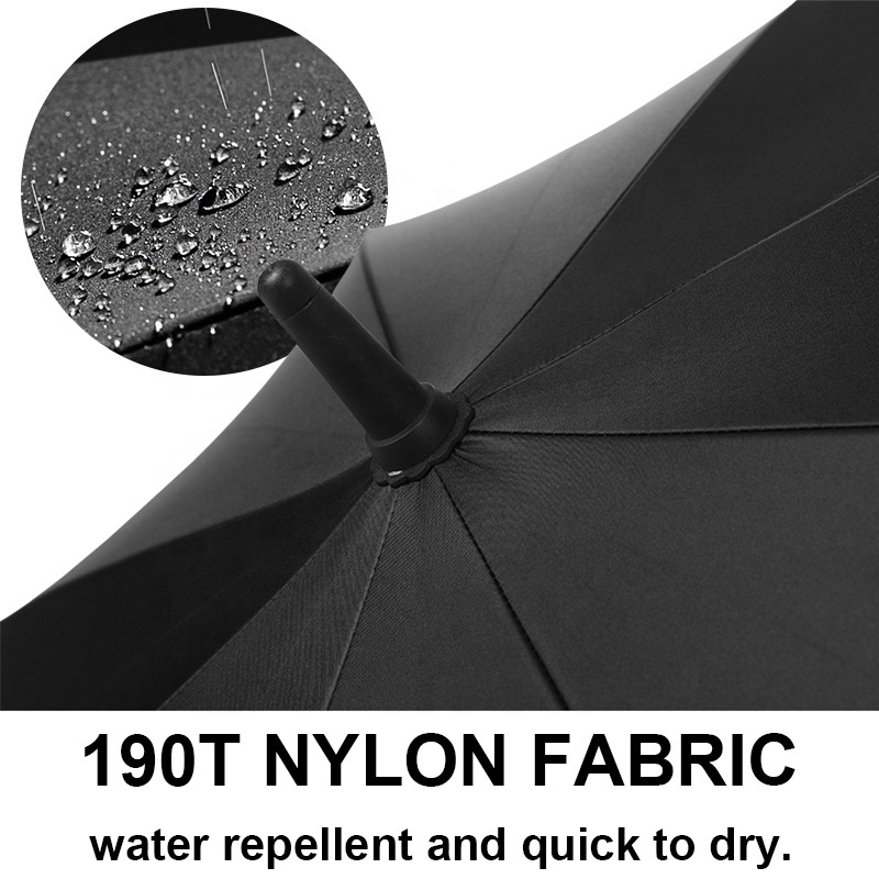 Umbrella 190T 8 Ribs Single Layer Long Leather Handle Straight Anti-UV Sun/Rain Walk Windproof Umbrella