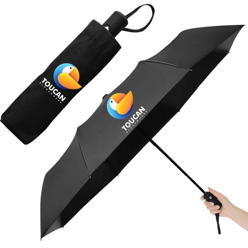 Custom Logo Travel Umbrella Windproof Auto Open Close Folding Compact 8 Ribs Backpack Car travel Essentials Purse Umbrellas