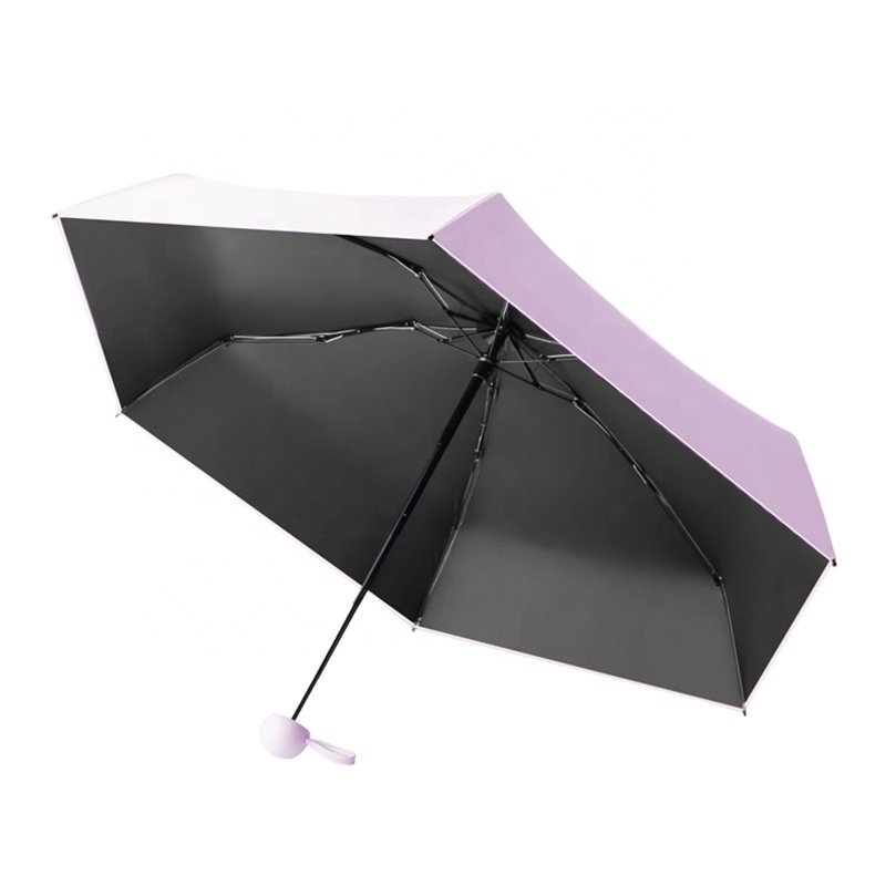 High quality capsule UV small umbrella promotional mini 5 folding umbrella pocket custom logo