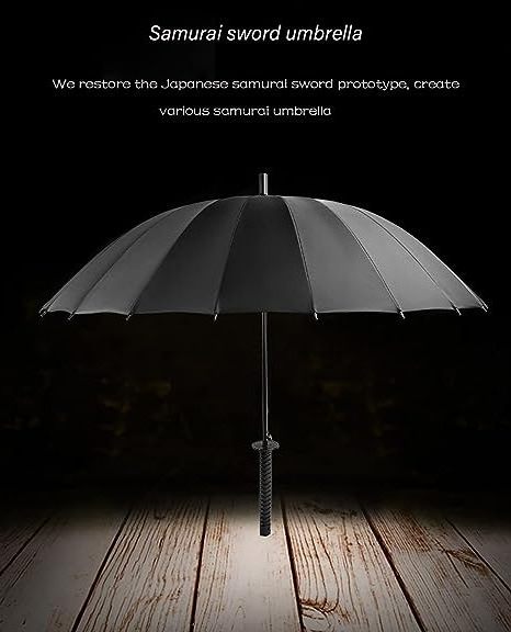 Custom Logo Black 8 Ribs Samurai Sword Promotional 21 inch Japanese Straight Samurai Umbrella