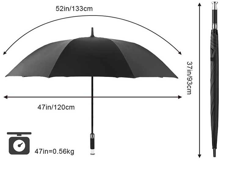 High quality Sunny Umbrella Long Handle Straight Umbrella Men and Women Black Large Umbrella Custom Logo