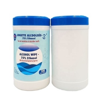 Factory 75% Alcohol Antibacterail Sanitizer Canister 100pcs Alcohol Wipes Tub for Cleaning Wet Wipes