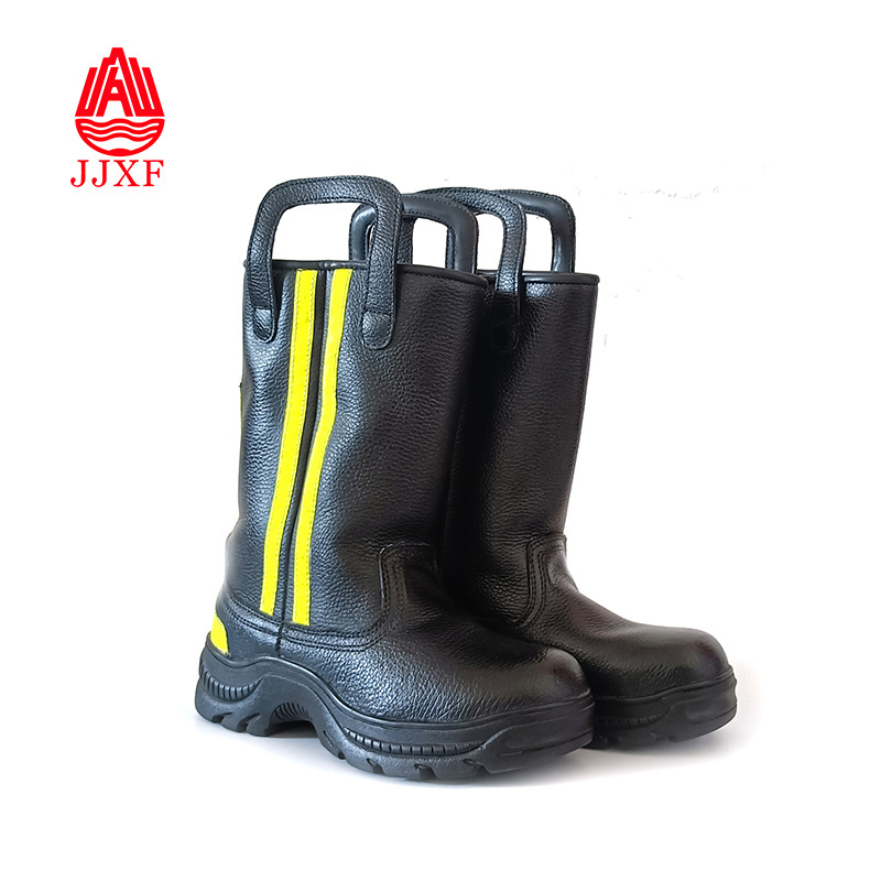 New high quality fire safety rescue leather boots with steel cap and toe