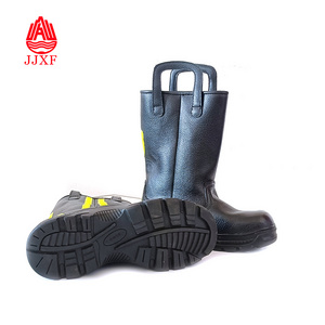 New high quality fire safety rescue leather boots with steel cap and toe