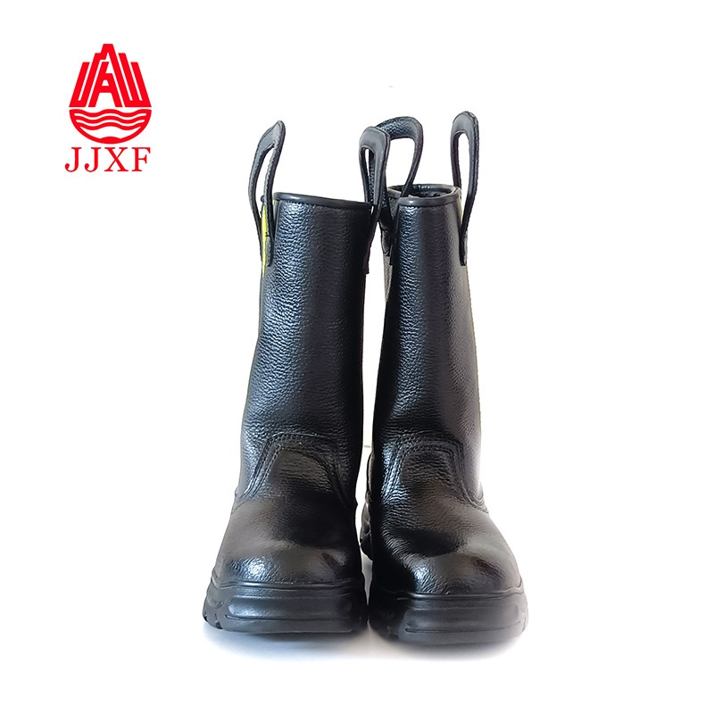 New high quality fire safety rescue leather boots with steel cap and toe