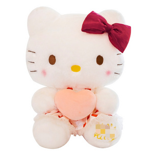 New Cute Hello KT Kitty Plush Toy Hello KT Plush doll toy with red heart dress Cat Doll Girl Birthday Gift stuffed animal toys