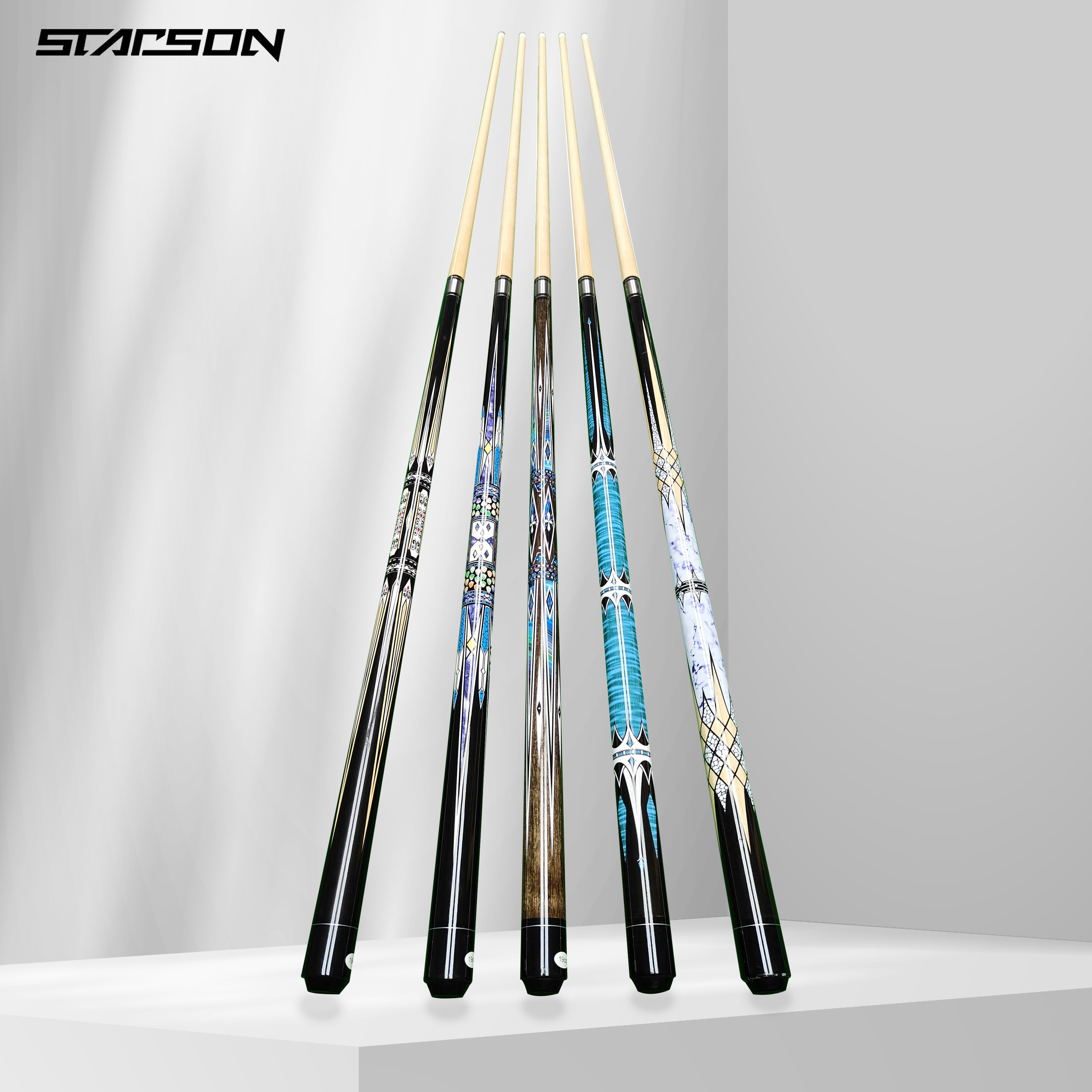 Factory WholeSale AmericanStyle Pool Cue Shaft 13mm Colorful Diamond HighQuality Maple Wood Billiards Cue 57'' Snooker Cue Stick