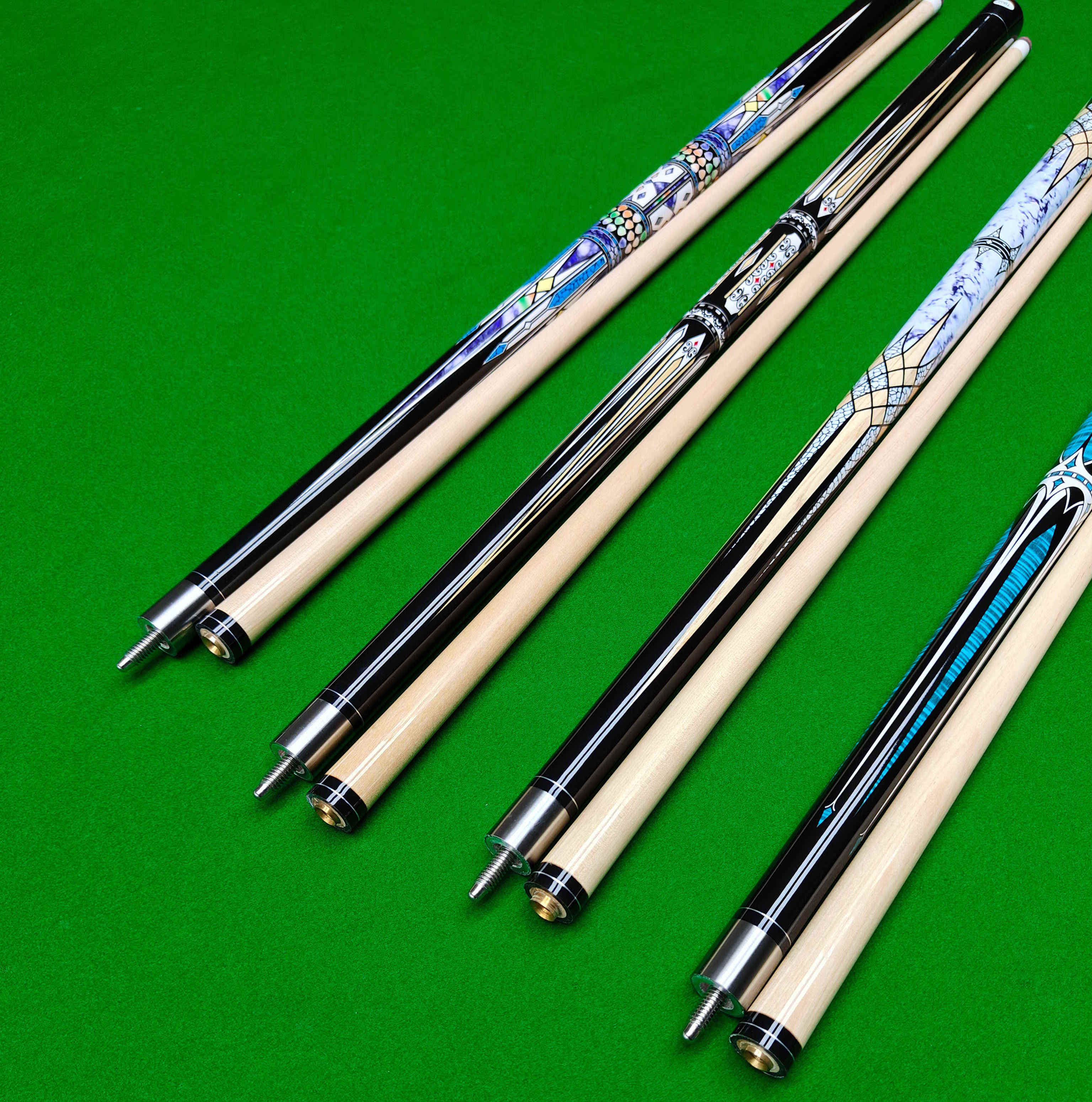 Factory WholeSale AmericanStyle Pool Cue Shaft 13mm Colorful Diamond HighQuality Maple Wood Billiards Cue 57'' Snooker Cue Stick