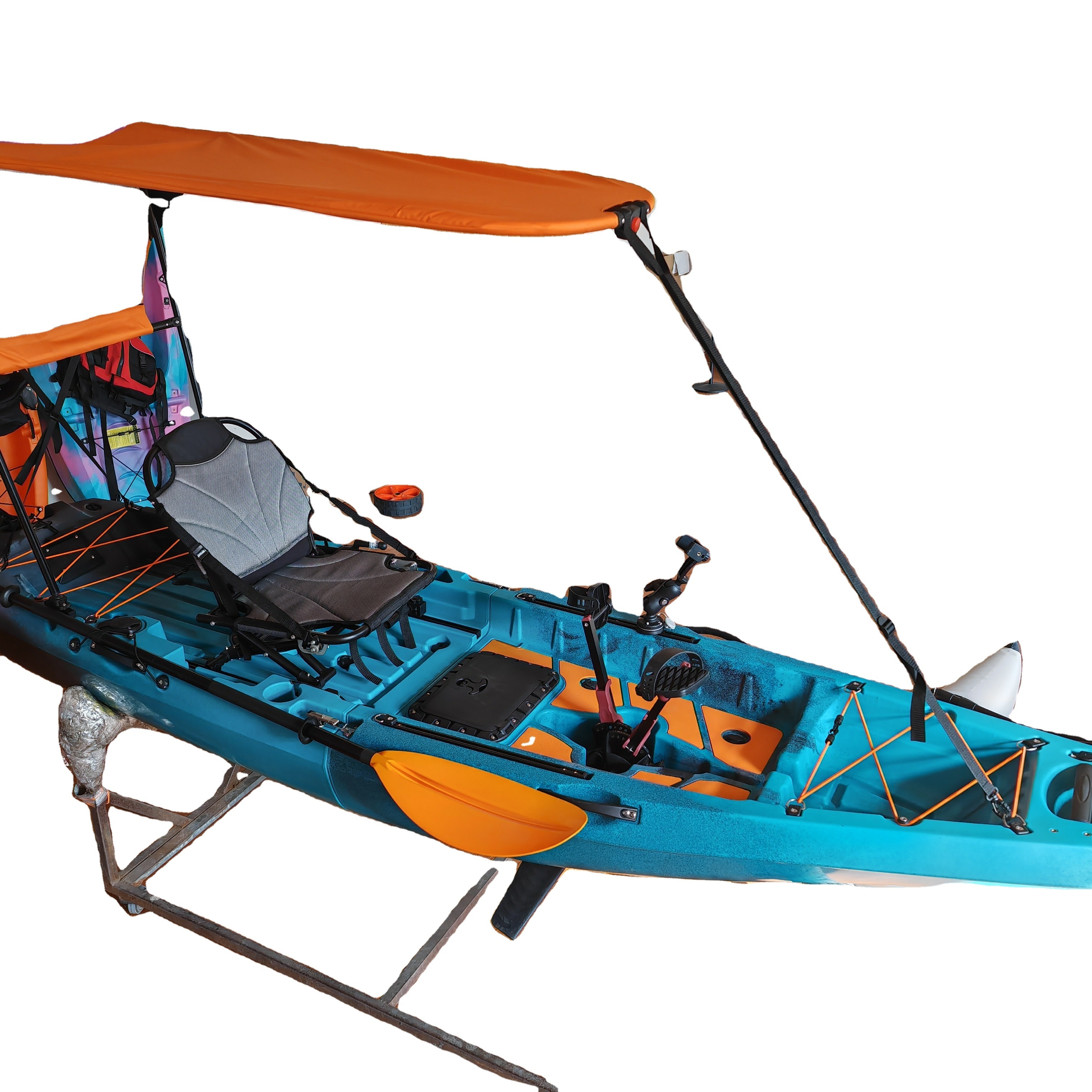 new designed single seater  small modular electronic foot pedal powered detachable foldable kayak