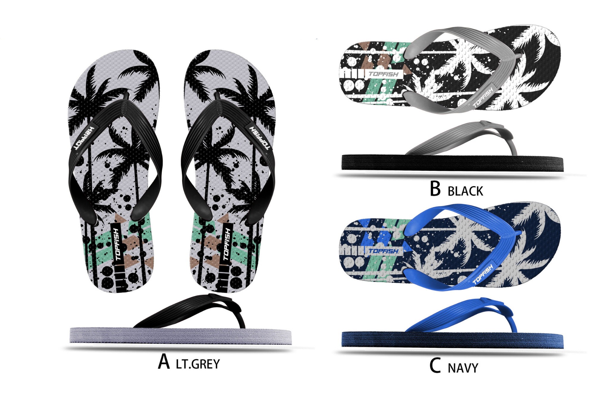 Palm Tree Print Flipflop Custom Logo EVA PE Flipflops Slippers for Man Wholesale Flipflops