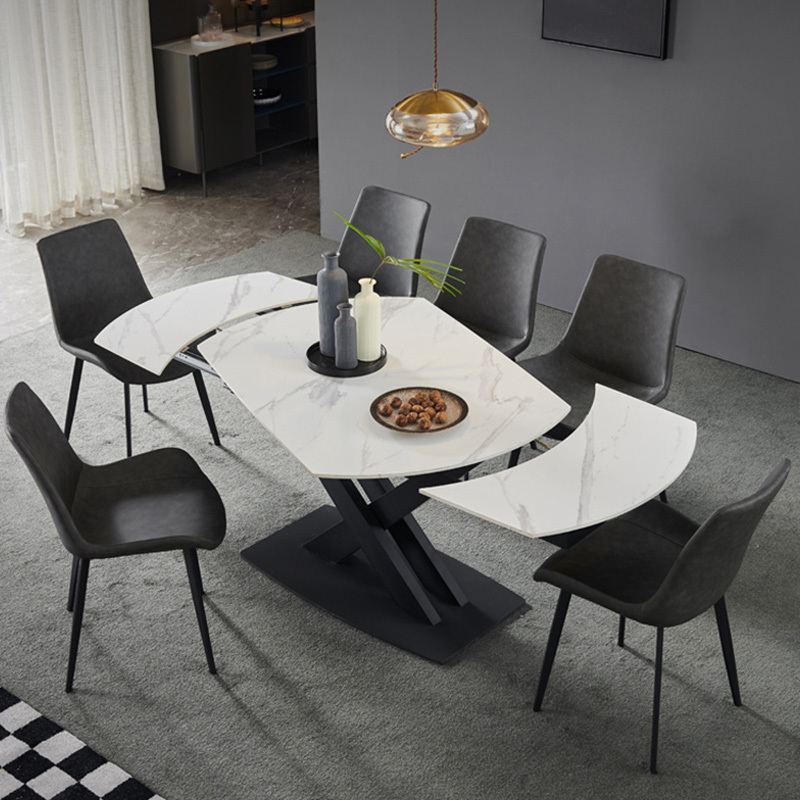 extendable folding sintered stone dining tables small apartment rectangular multi-functional rotating home slate table CZ017