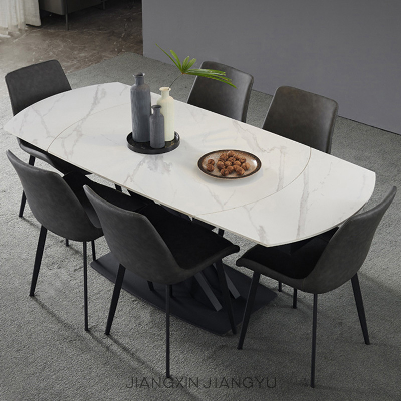 extendable folding sintered stone dining tables small apartment rectangular multi-functional rotating home slate table CZ017