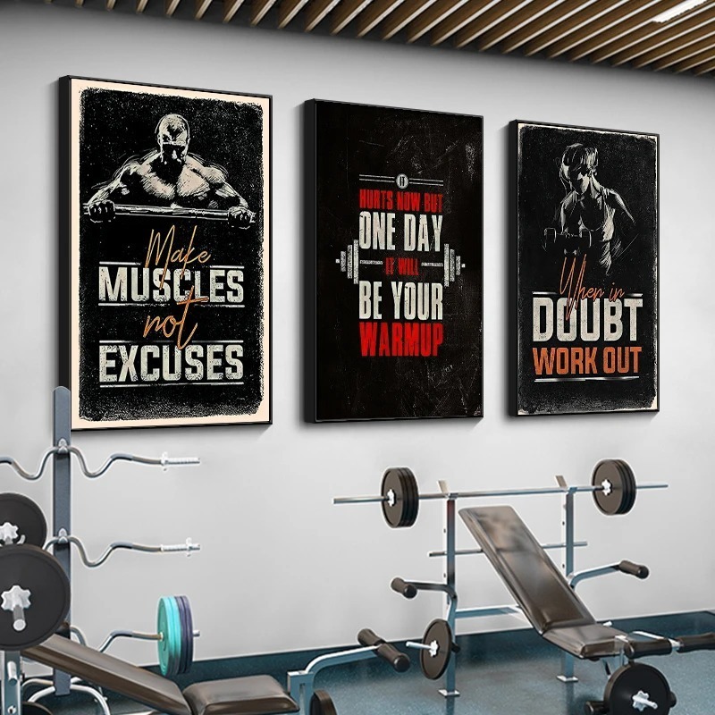 Inspirational Muscle Fitness Quotes for Bodybuilding Gym Fitness Wall Art Canvas Painting Poster Home and Office Decor