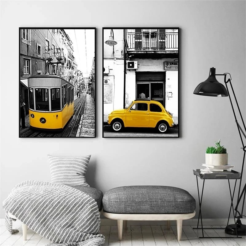 European Landscape Canvas Wall Art Nordic Style Yellow Scenery Poster Home Decor for Living Room Photography Poster