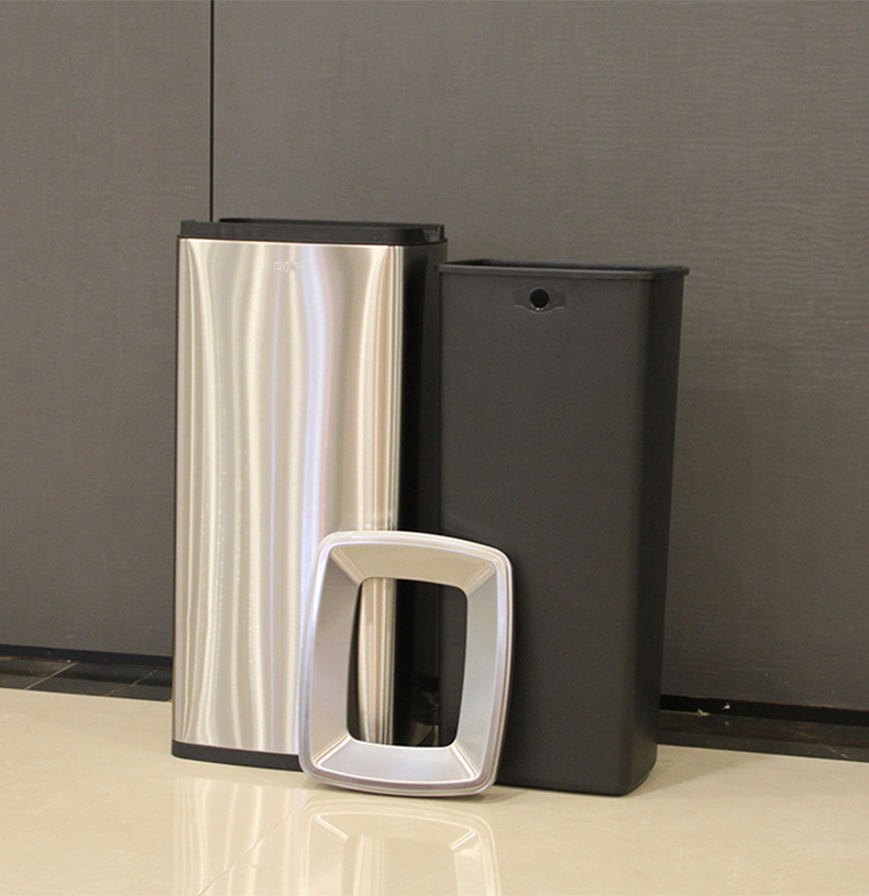 Customize commercial stainless steel garbage hotel bin open trash can