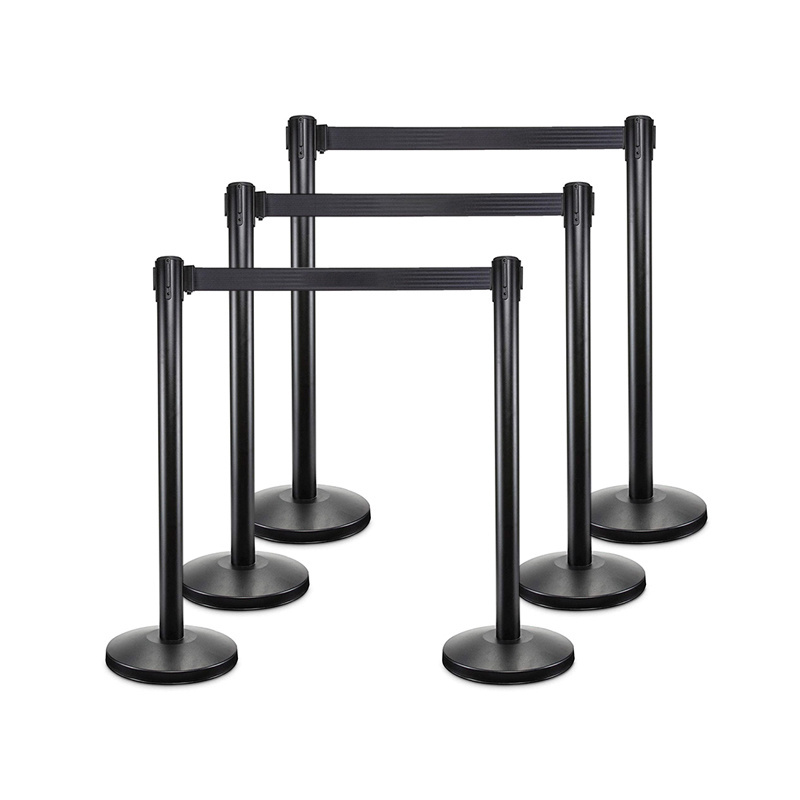 Wholesale High Quality Black Queue Line Divider Pole Tape Queue Barrier Crowd Control Retractable Belt Post Stanchions for Sale