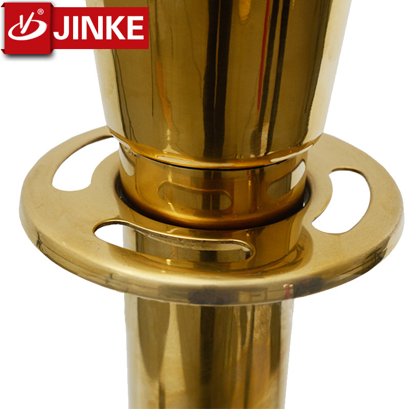 Crown Top Head Gold Stainless Steel Queue Post Stand with Red Velvet Cords Queuing Event Barrier