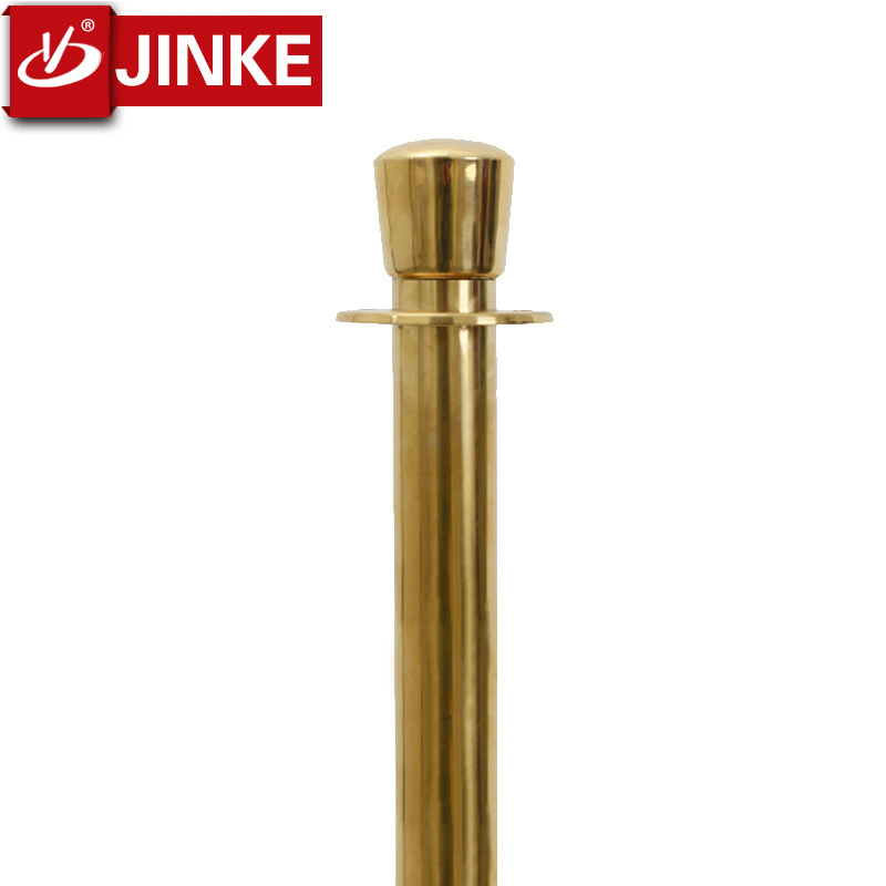 Crown Top Head Gold Stainless Steel Queue Post Stand with Red Velvet Cords Queuing Event Barrier