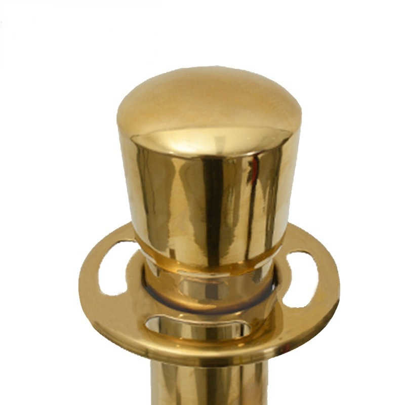 Crown Top Head Gold Stainless Steel Queue Post Stand with Red Velvet Cords Queuing Event Barrier