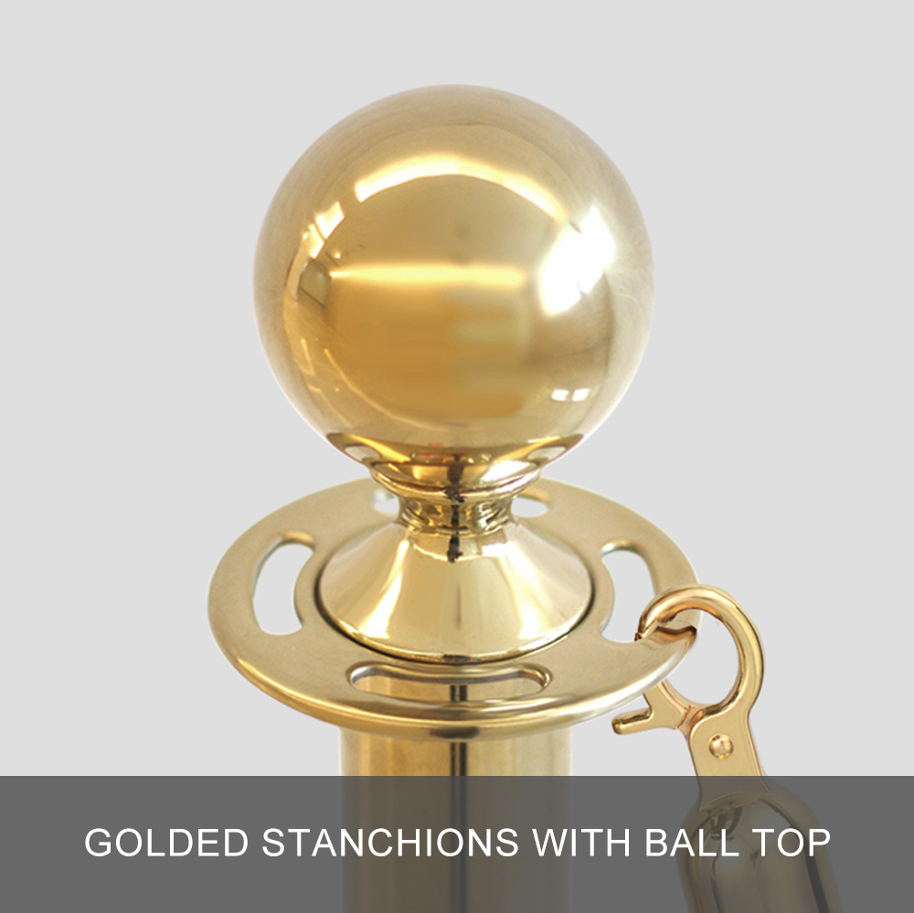 Joint ball stanchion Red Carpet Steel VIP Queue Barrier Post Full Set Crowd Control Gold Pole and Velvet Rope Stanchions