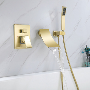 Luxury brushed gold waterfall bathtub faucets shower tub faucet set bathroom bath tub faucet