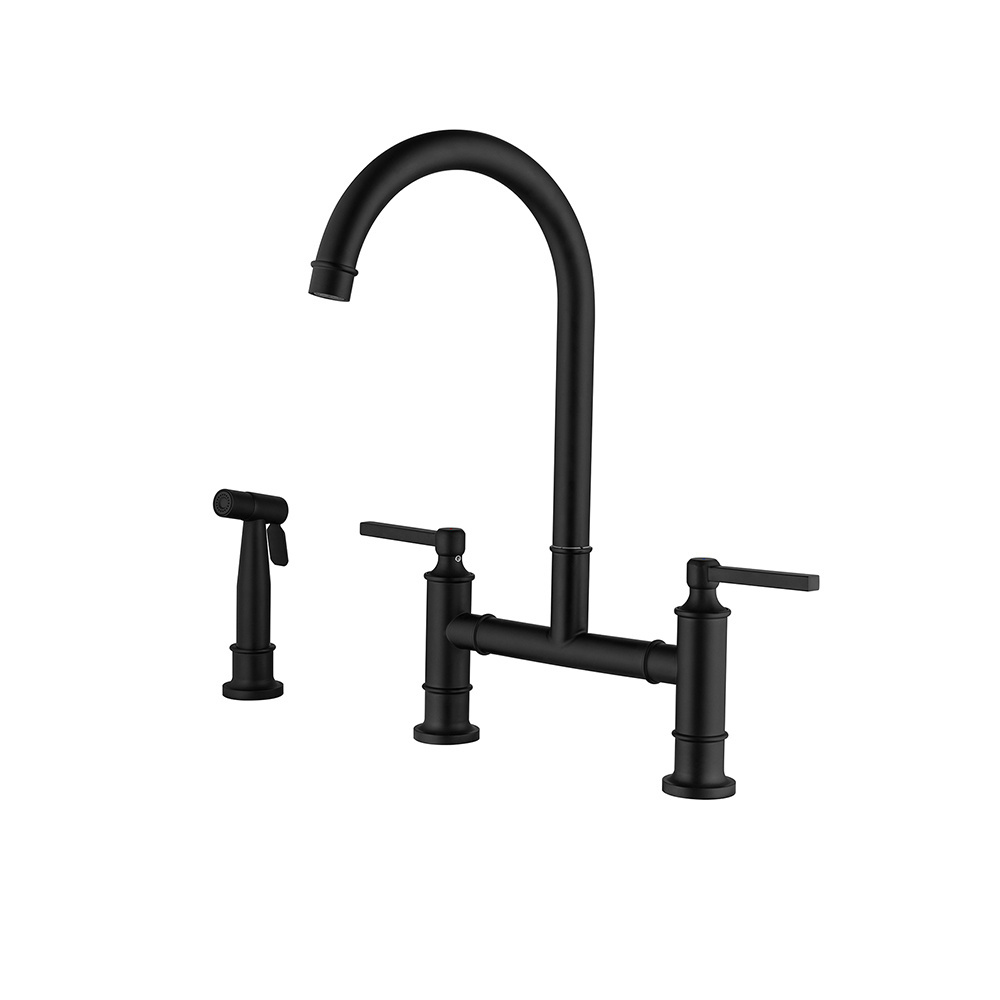 Modern matt black kitchen faucets mixer tap dual handles kitchen sink faucet stainless steel pull out kitchen faucet