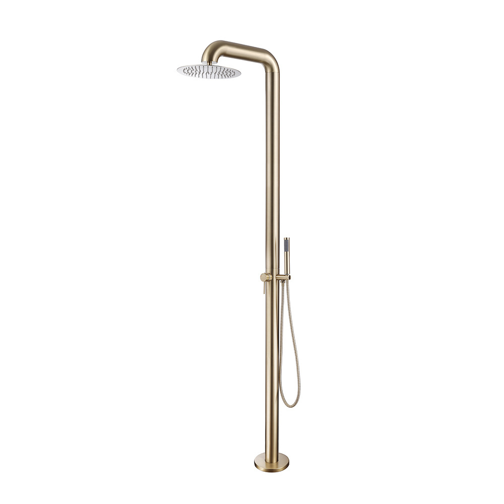 Brushed gold 304 stainless steel outdoor shower column set freestanding garden swimming  pool rain outdoor shower