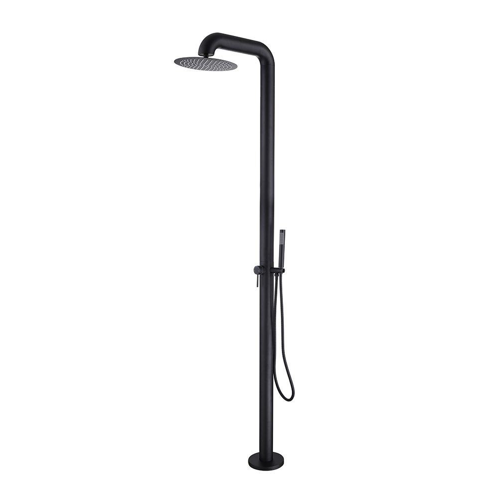 Garden beach rainfall outdoor shower column set  black 304 stainless steel outdoor swimming pool shower with hand shower