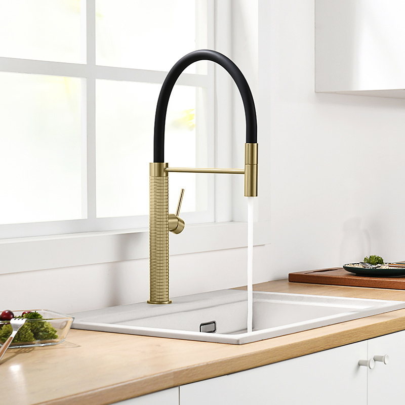 Gun metal knurled pull down splash proof sprayer kitchen sink taps faucet brass single hole rose gold kitchen faucet