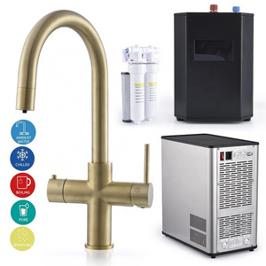 3 4 5 in 1 filter chilled sparkling boiling water tap system brass instant hot kitchen faucet brushed gold boiling water tap