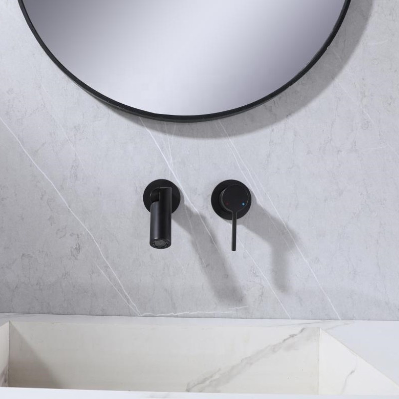 Modern concealed wash basin faucet brass matte black faucets mixers taps dual holes concealed bathroom sink faucet