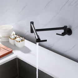 Modern kitchen faucet brass matte black wall mounted kitchen tap dual handle flexible gourmet pot filler kitchen sink faucet