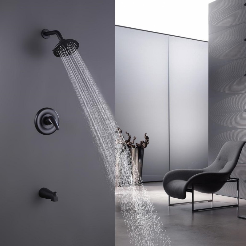 Concealed rain shower system brass matte black bathroom faucet shower set single handle rainfall shower faucet set