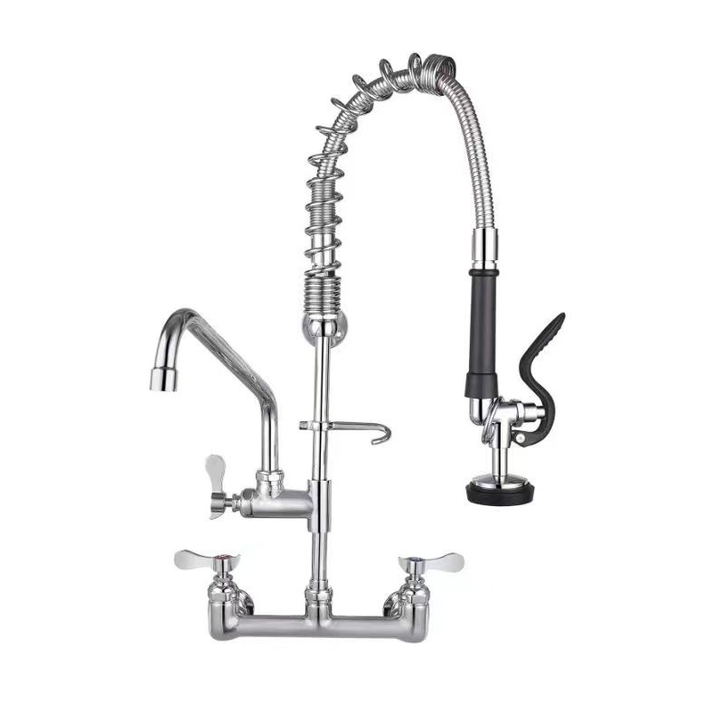 Polished chrome pre rinse kitchen faucet pull out spray kitchen tap brass flexible gourmet kitchen sink faucet