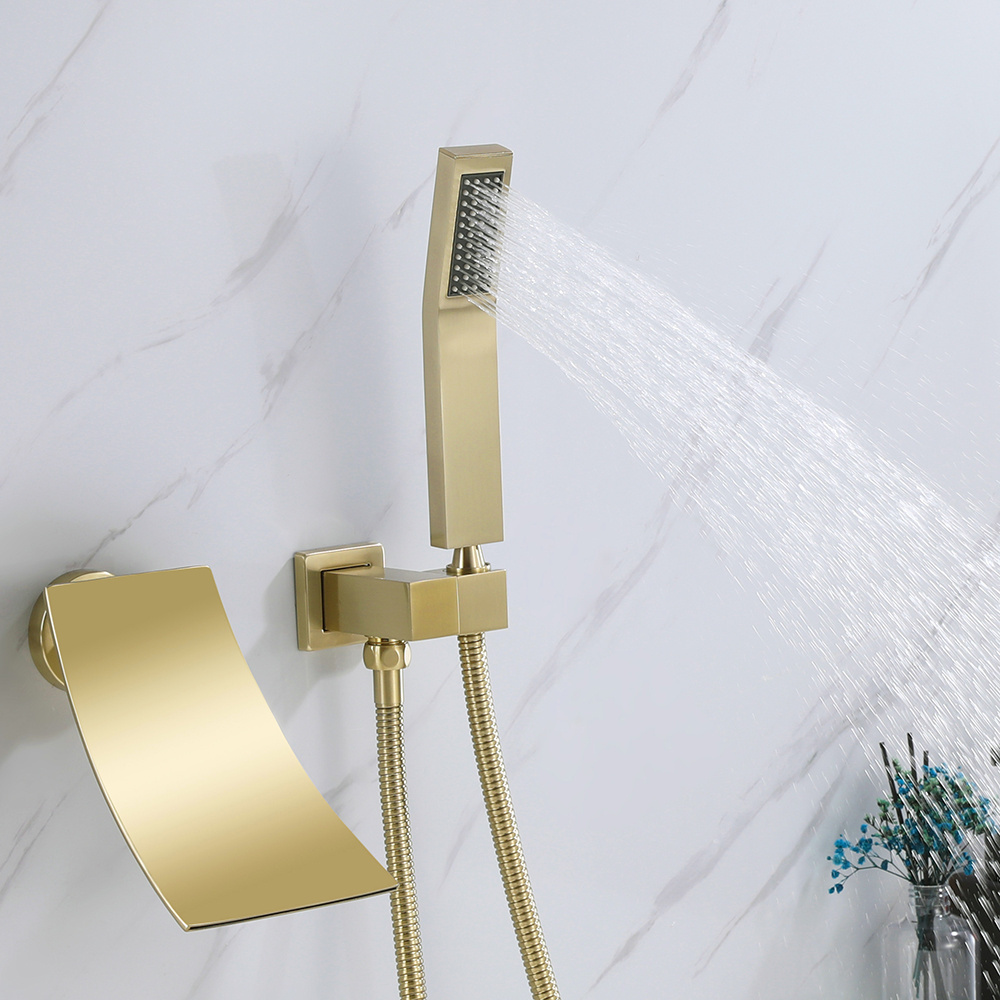 Luxury brushed gold waterfall bathtub faucets shower tub faucet set bathroom bath tub faucet