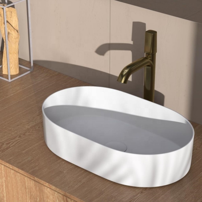 Counter top ceramic hand wash basin oval white vanity vessel sink bathroom washing basin