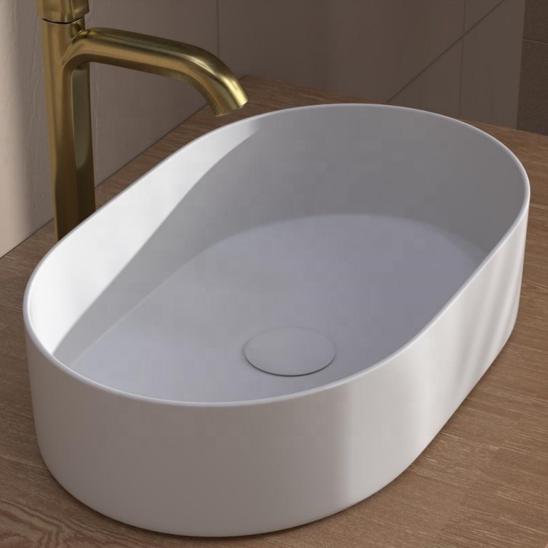 Counter top ceramic hand wash basin oval white vanity vessel sink bathroom washing basin