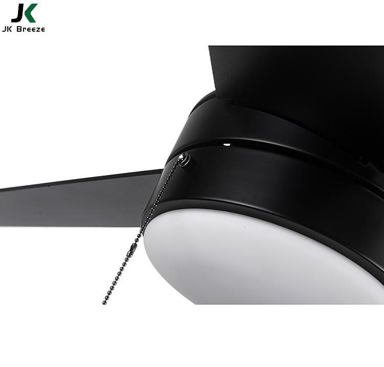 JK ZS-52-17012BK New Product Morden pull chain switch AC Motor 52 inch Black blade Led Ceiling Fan With Light