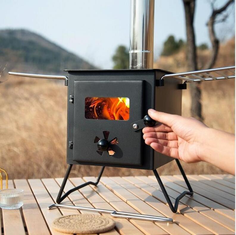 Free Standing Wood Burning Fireplace Stove Indoor Fire Pit Outdoor Pellet Wood Heater Camping Stove BBQ Real Fire Stove BestSuppliers