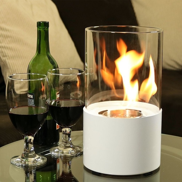 desktop metal surround round fire pit tabletop indoor glass table outdoor mini tabletop ethanol bioethanol fireplace