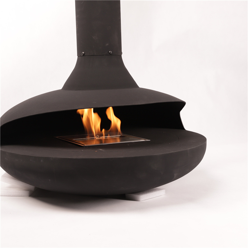 chimenea modern indoor suspended fire ethanol fireplace ceiling