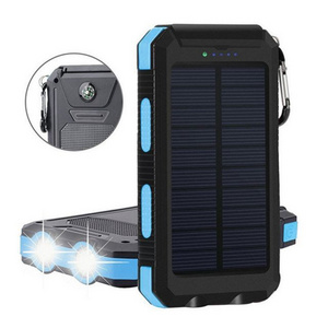 Hot products waterproof 20000mah Portable Power Banks Solar with Led light solar powerbank mobile phone charger