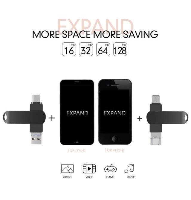 3 in 1 OTG USB Flash Drive 512GB 256GB 128GB 64GB 32GB 16GB 8GB Drive Smartphone Pendrive OTG 2.0 USB Stick Flash Drive