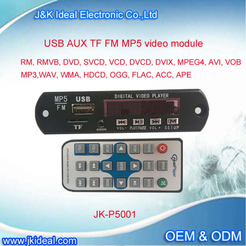 JK-P5001 industrial audio USB Mp4 Decoder Module Mp3 Mp5 Player Speaker Video Decoder Board